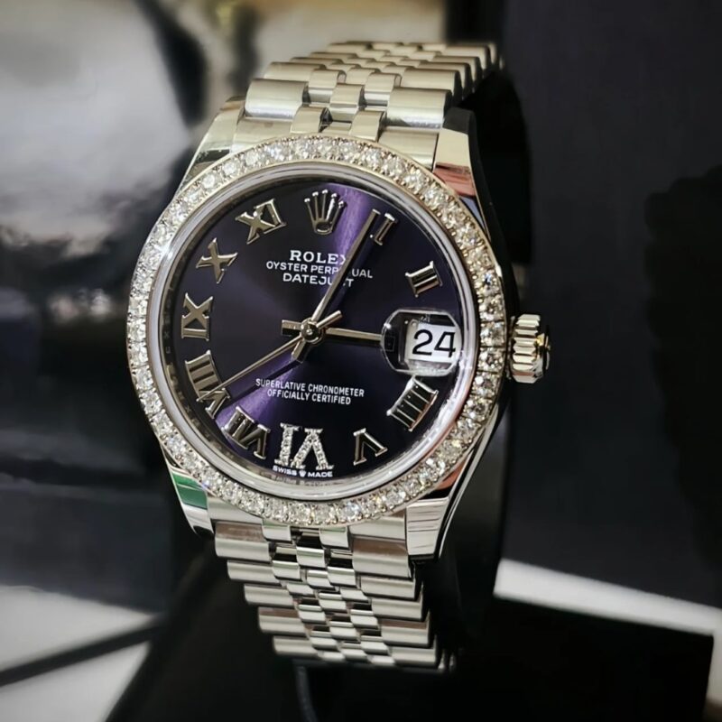 Alternative view of ROLEX DATEJUST 36 AUBERGINE DIAMOND DIAL OYSTER WATCH IN PURPLE 126284RBR