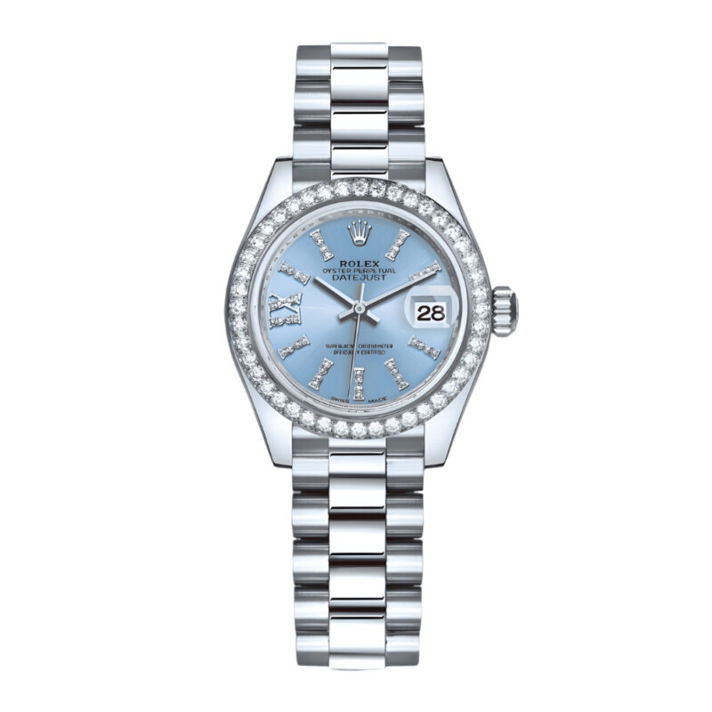 Rolex Lady Datejust 28 Ice Blue Dial Platinum Diamond 28Mm 279136Iblsrdp