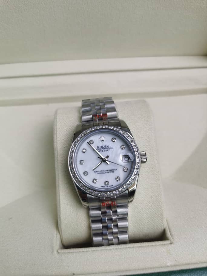 Alternative view of ROLEX LADY DATEJUST 28 SILVER JUBILEE DIAMOND DIAL IN WHITE 31MM