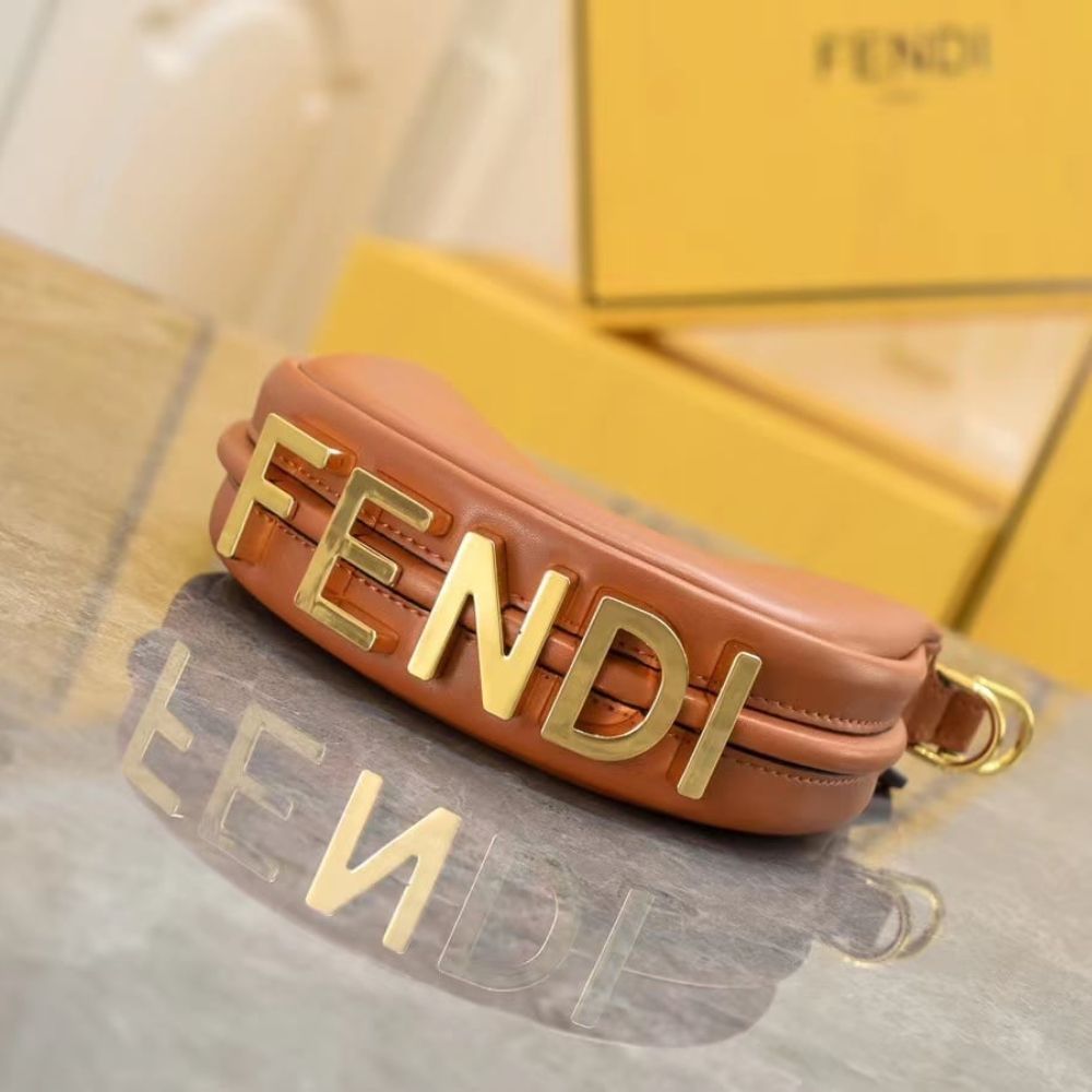 Fendi Fendigraphy Mini Leather Mini Bag Brown 20Cm 8BS081A5DYF1MQI - Image 3