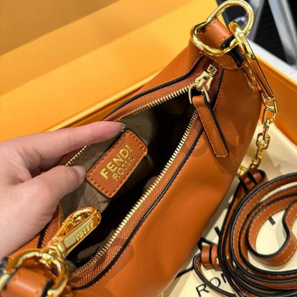 Fendi Fendigraphy Mini Leather Mini Bag Brown 20Cm 8BS081A5DYF1MQI - Image 5