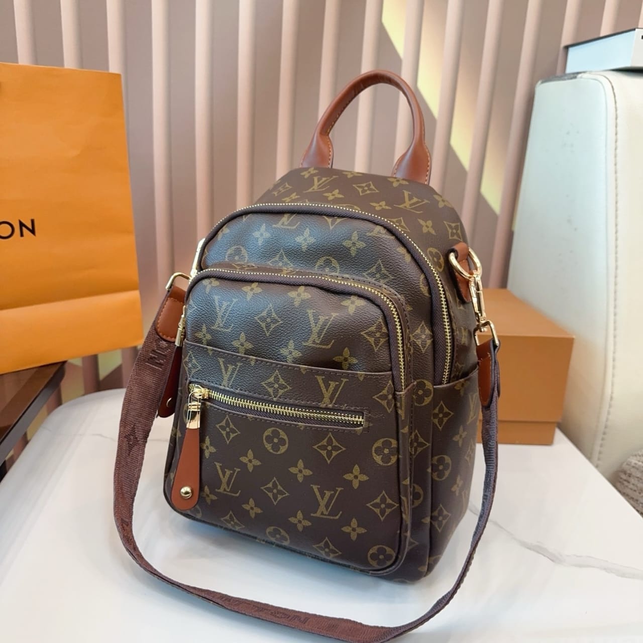 Louis Vuitton Backpack Monogram Dark Brown 28Cm - Image 6