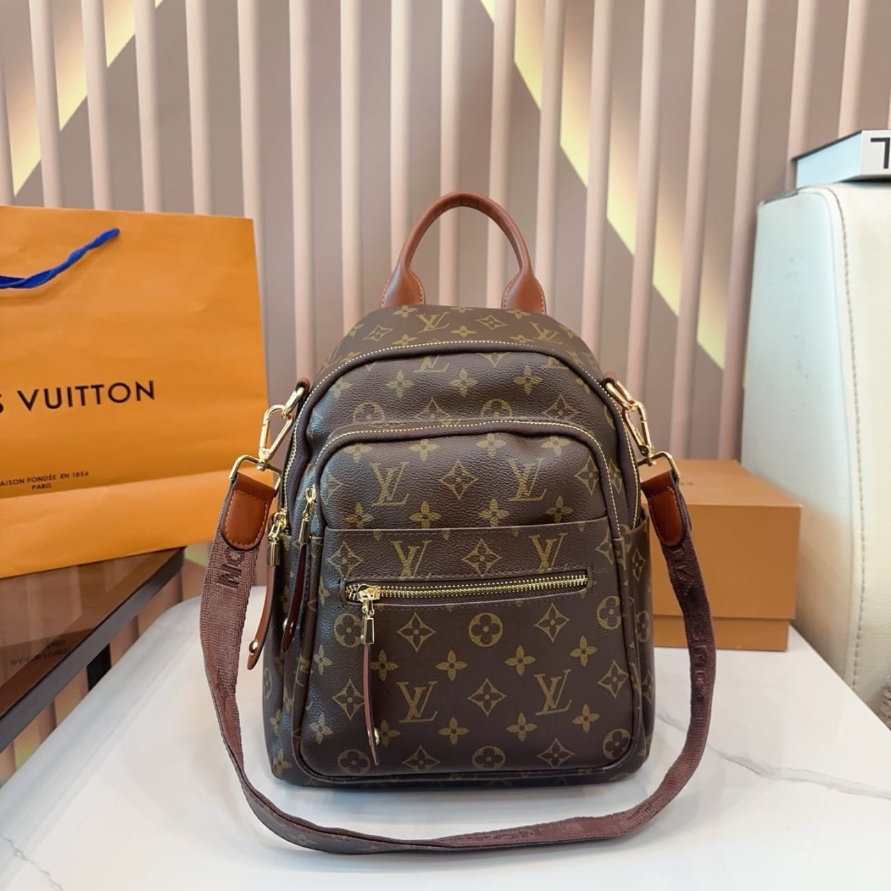 Louis Vuitton Backpack Monogram Dark Brown 28Cm - Image 3