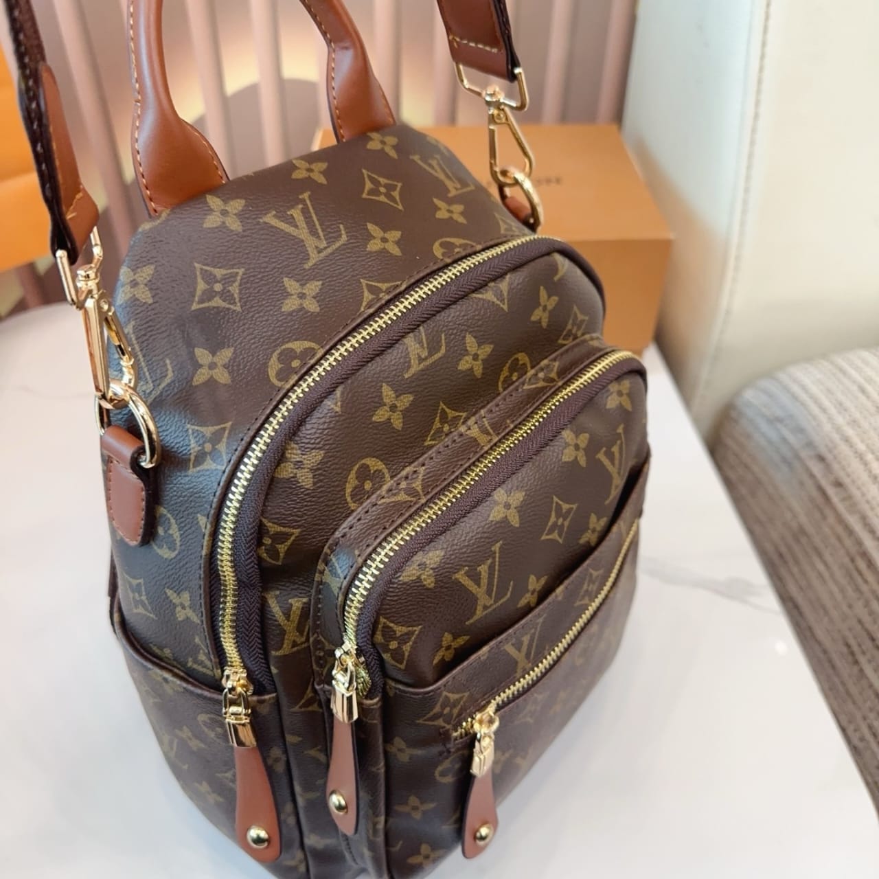 Louis Vuitton Backpack Monogram Dark Brown 28Cm - Image 4
