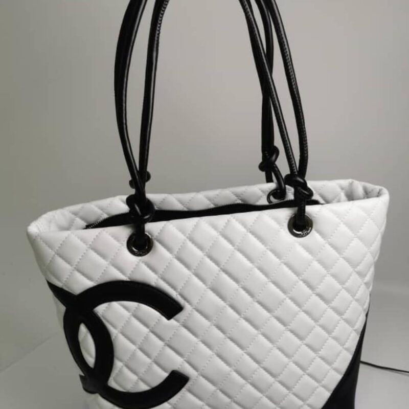 Alternative view of CHANEL CAMBON LINE LARGE TOTE BAG IN WHITE AND BLACK 41CM