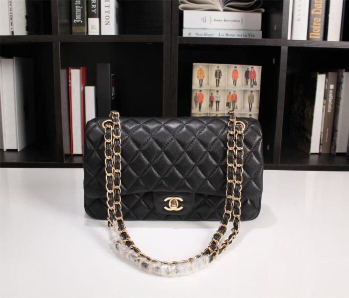 Alternative view of CHANEL CLASSIC FLAP BLACK GOLD HARDWARE 25CM