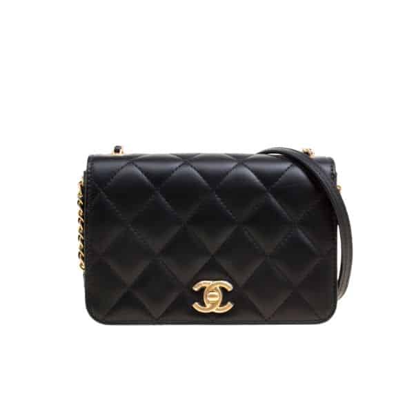 CHANEL SMALL FOLDABLE BAG BLACK 19CM