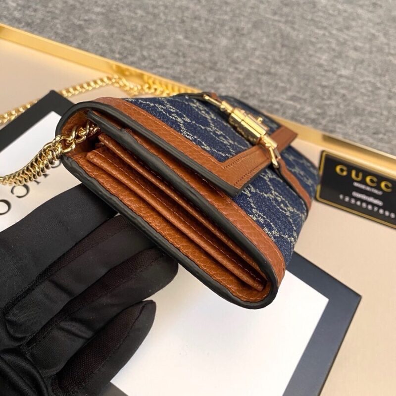 Alternative view of GUCCI JACKIE 1961 CONTINENTAL CHAIN WALLET GG DENIM 19CM