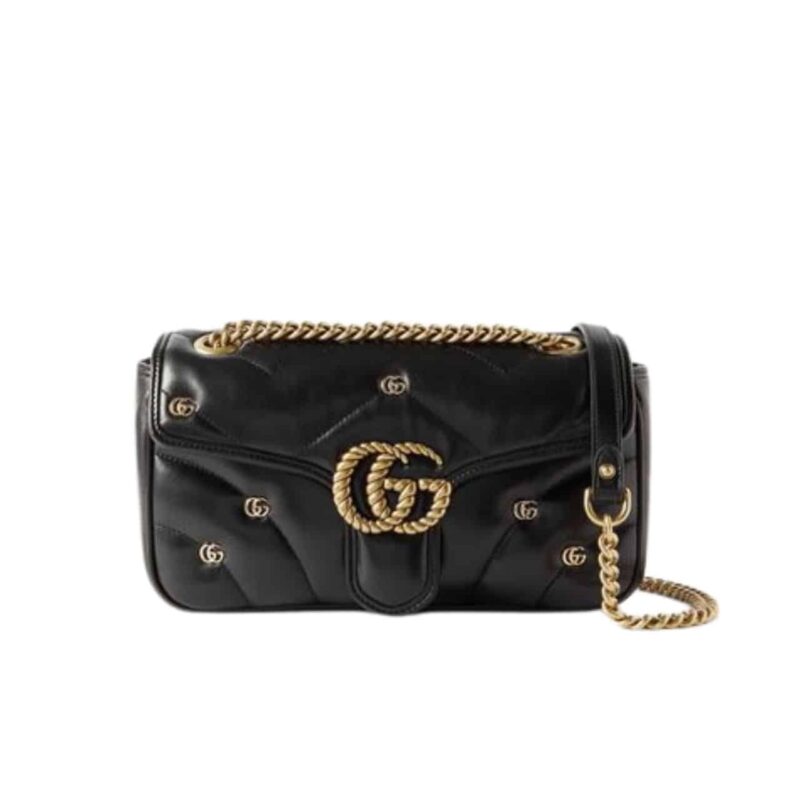 GUCCI GG MARMONT SHOULDER BAG BLACK 23CM 443497 AACPG 1000