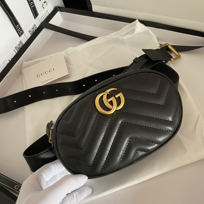Alternative view of GUCCI GG MARMONT BELT BAG MATELASSE BLACK 18CM