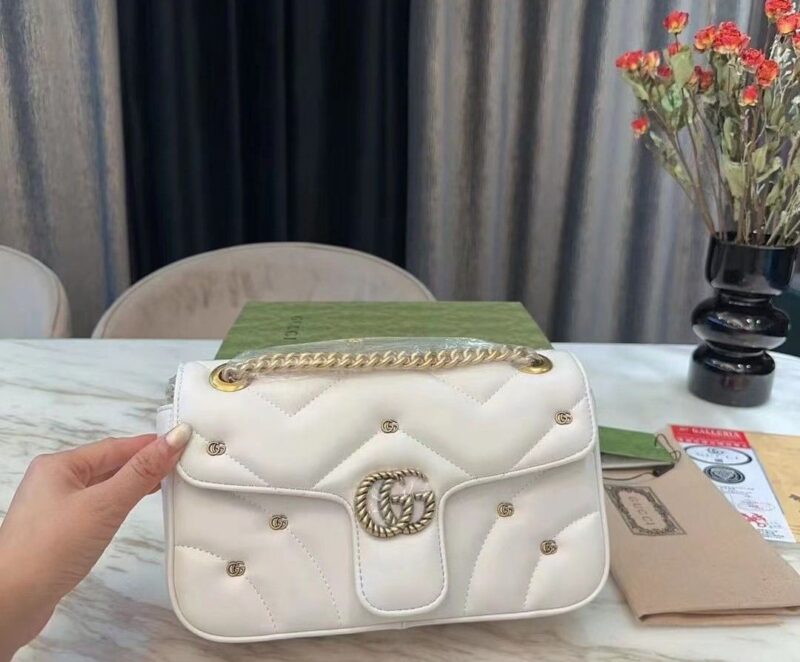 Alternative view of GUCCI GG MARMONT SHOULDER BAG WHITE 23CM 443497 AACPG 9206