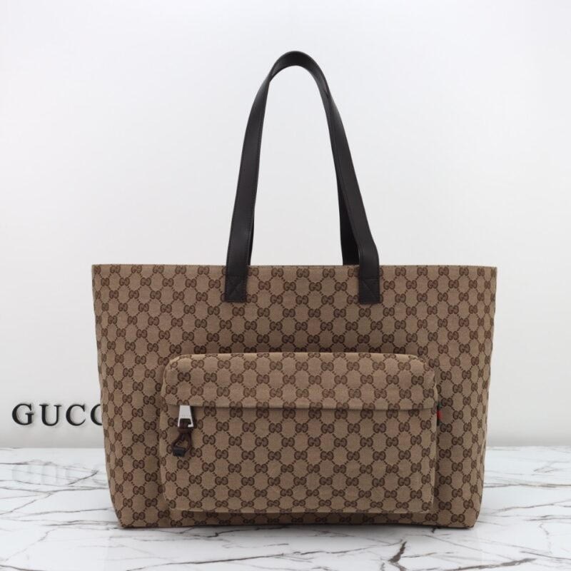 Alternative view of GUCCI LARGE GG TOTE BAG BEIGE AND EBONY ORIGINAL GG CANVAS 45CM ‎802166 FADUU 8657
