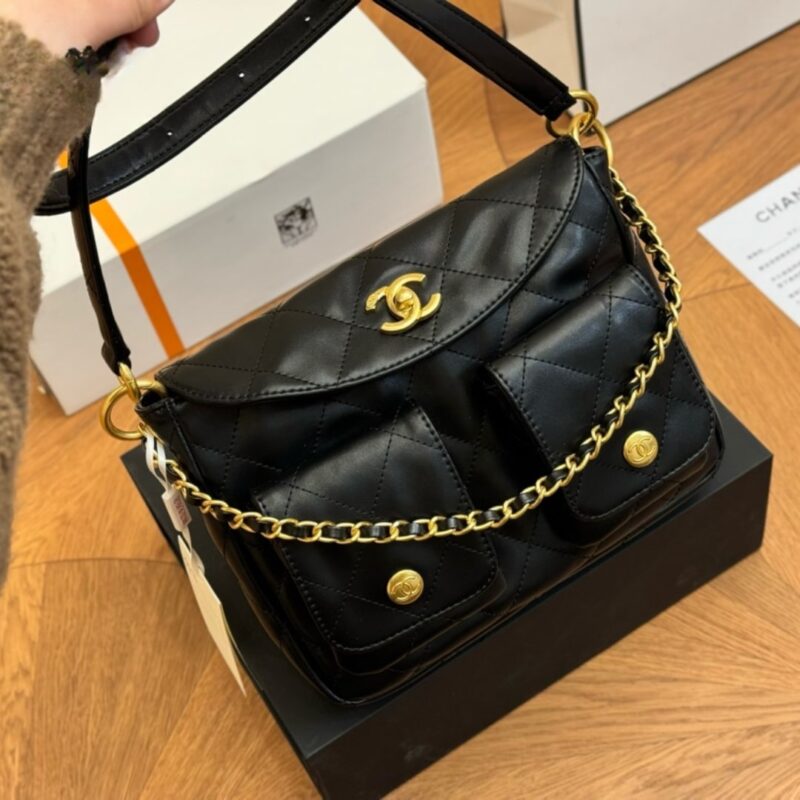Alternative view of CHANEL HOBO BAG GLOSSY BLACK 25CM AS4668 B15543 94305