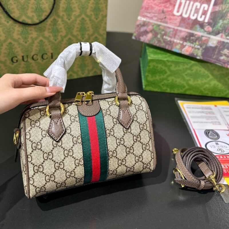 Alternative view of GUCCI OPHIDIA SMALL BOSTON BAG GG MONOGRAM BEIGE AND DARK BROWN 22CM 772053 96IWG 8745