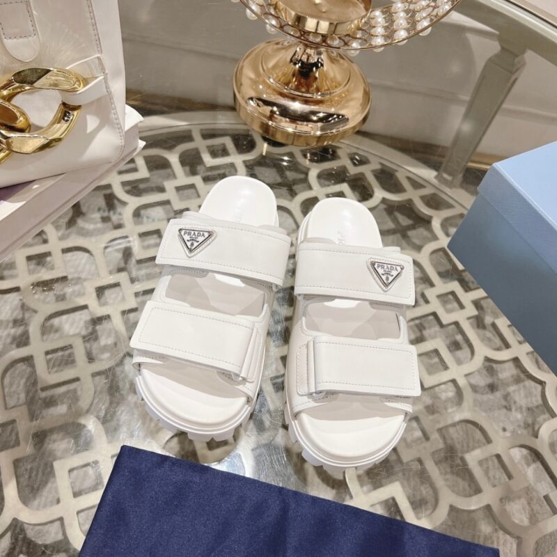 Alternative view of PRADA LEATHER STRAP SANDALS WHITE