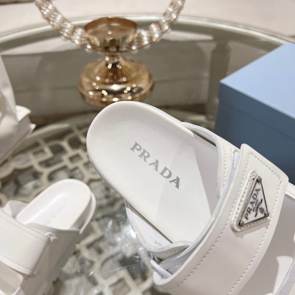 PRADA LEATHER STRAP SANDALS WHITE - Image 3