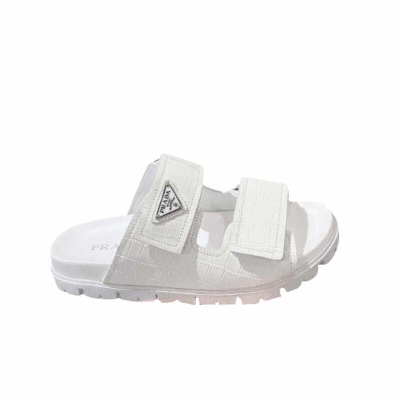 PRADA LEATHER STRAP SANDALS WHITE