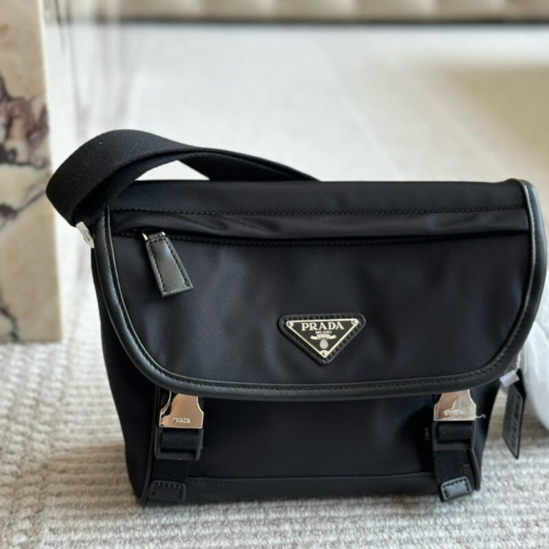 Alternative view of PRADA RE NYLON AND SAFFIANO LEATHER SHOULDER BAG BLACK 24CM  2VD066 2DMG F0002 V OOM
