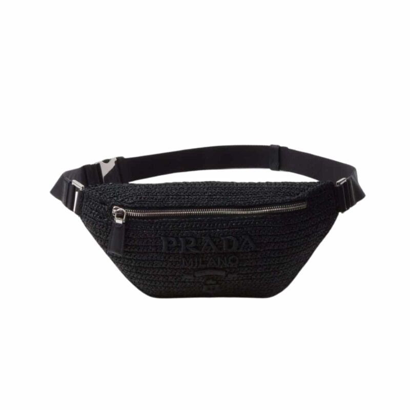 PRADA CROCHET BELT BAG BLACK 30CM