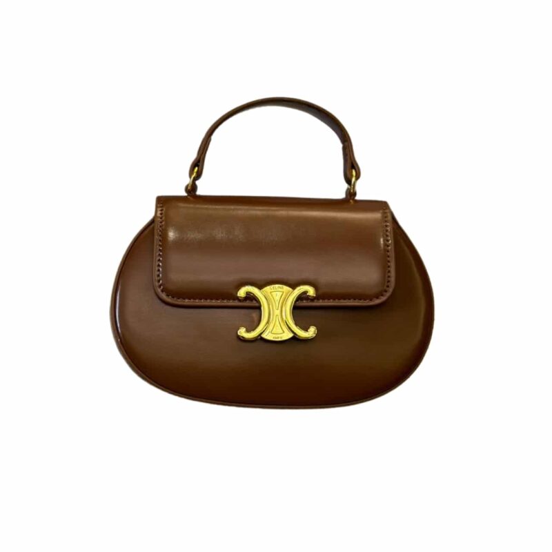 CELINE BESACE CLEA SQUARE FLAP BAG IN SHINY BROWN 20CM