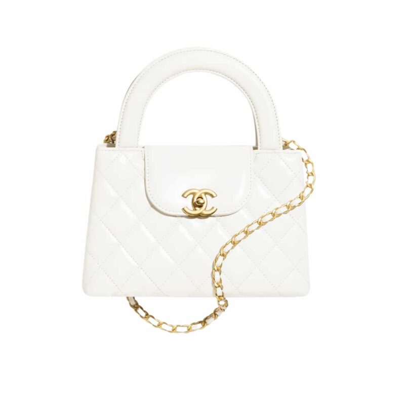 CHANEL MINI SHOPPING BAG SHINY CRUMPLED WHITE 20CM AS4416 B15566 10601