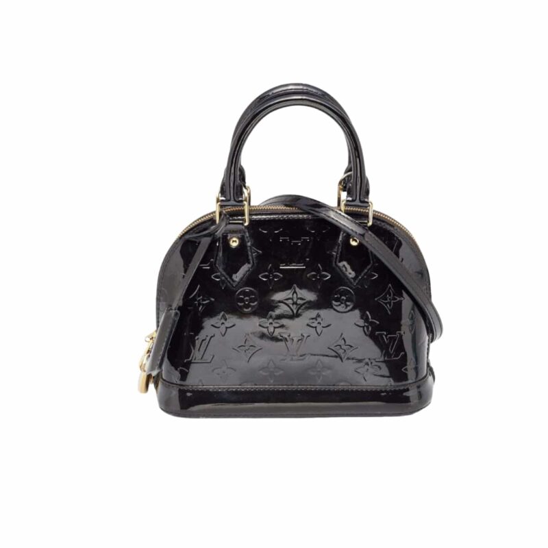 LOUIS VUITTON ALMA BB MONOGRAM VERNIS LEATHER BLACK 25CM
