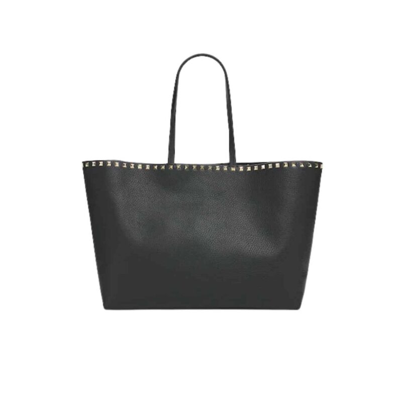 VALENTINO GARAVANI ROCKSTUD GRAINY TOTE BAG BLACK 35CM 4W2B0B70VSF 0NO