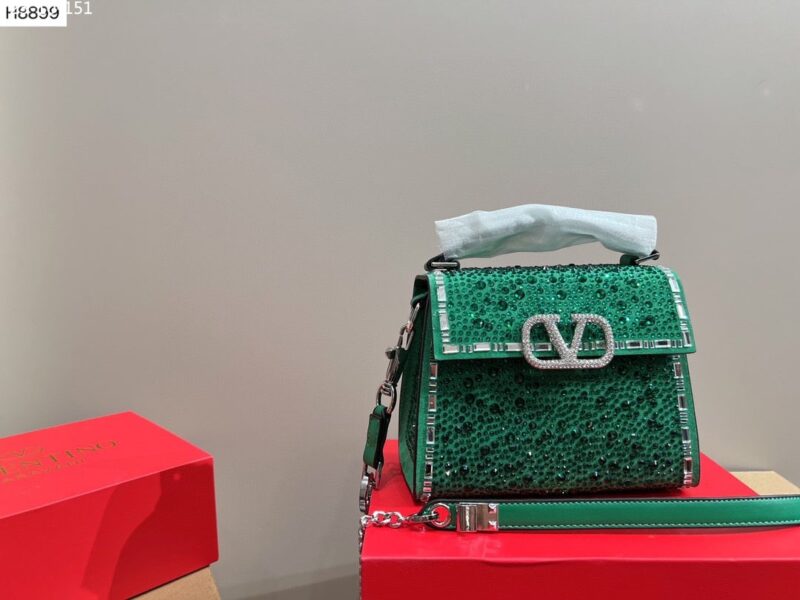 Alternative view of VALENTINO GARAVANI VSLING HANDBAG WITH SPARKLING CRYSTALS AND JEWEL EMBROIDERY IN GREEN 20CM