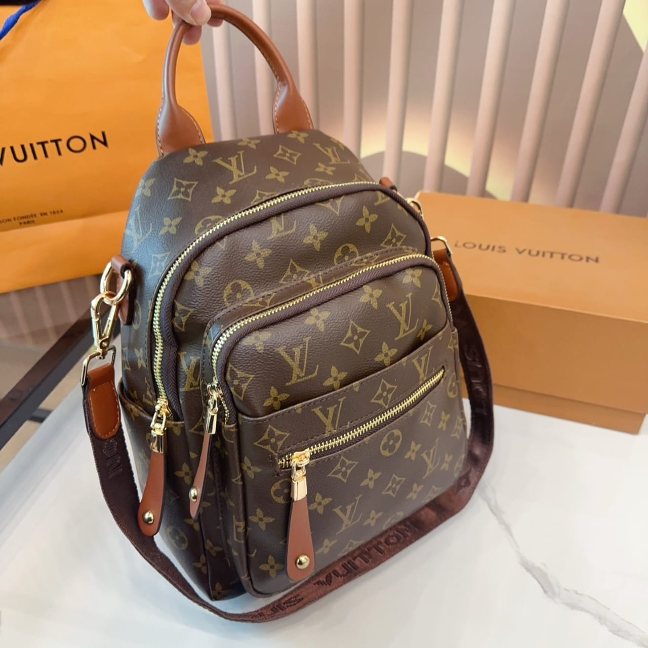 Louis Vuitton Backpack Monogram Dark Brown 28Cm - Image 8