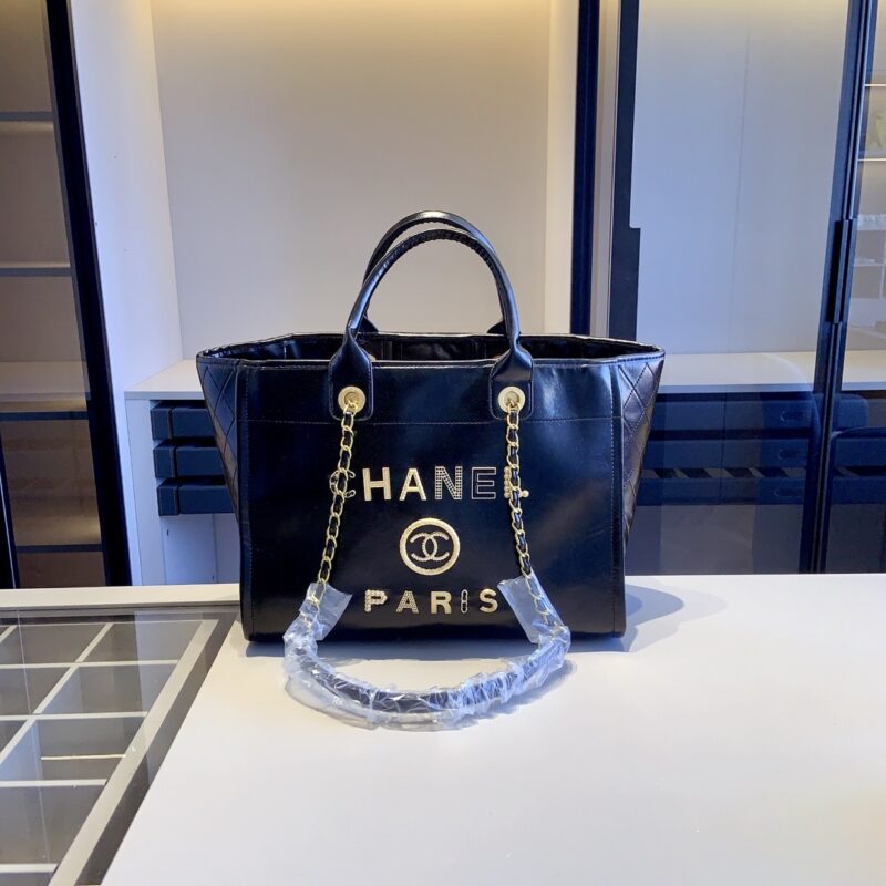 Alternative view of CHANEL DEAUVILLE LARGE SHOPPING BAG LEATHER BLACK 38CM