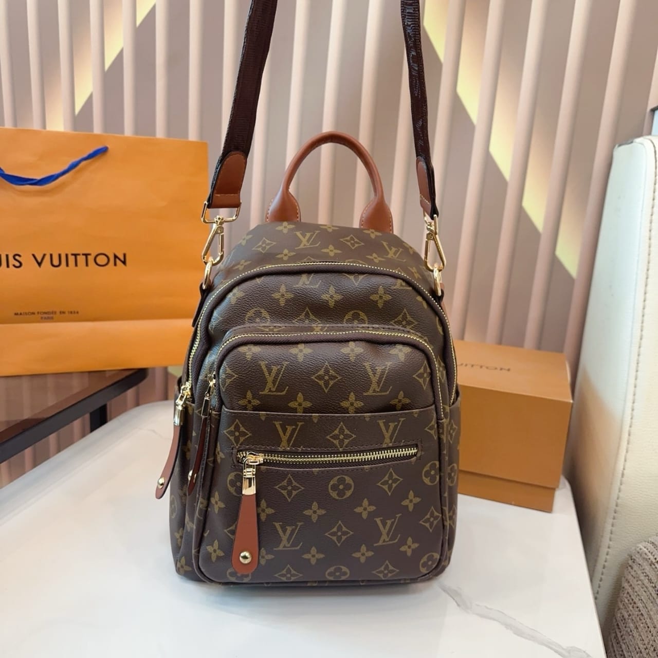 Louis Vuitton Backpack Monogram Dark Brown 28Cm - Image 2