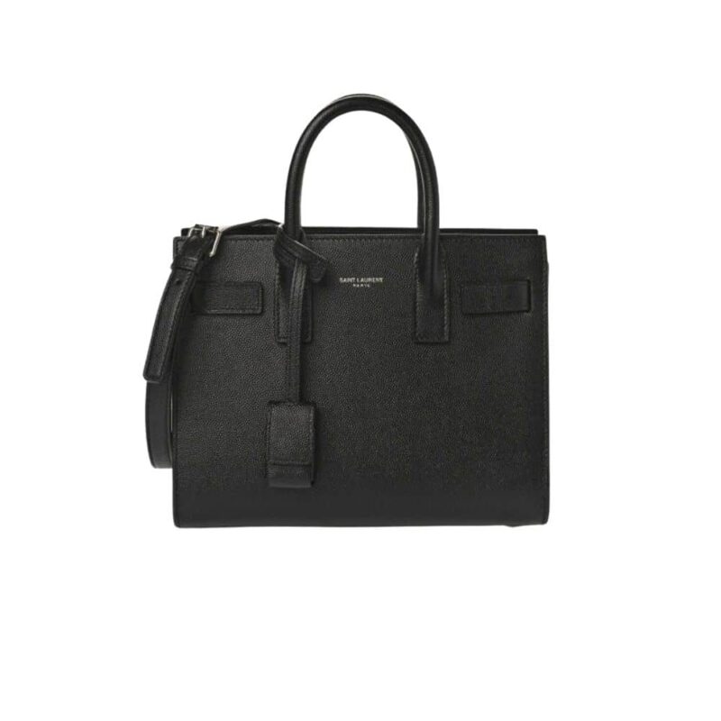 SAINT LAURENT SAC DE JOUR BABY IN GRAINED LEATHER BLACK 26CM