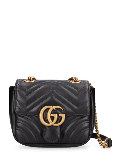 GUCCI GG MARMONT MINI SHOULDER BAG BLACK 18CM ‎739682 AABZC 6832