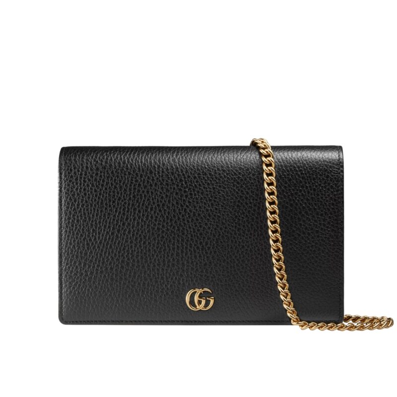 GUCCI GG MARMONT WALLET ON CHAIN BLACK LEATHER 20CM 497985 CAO0G 1000