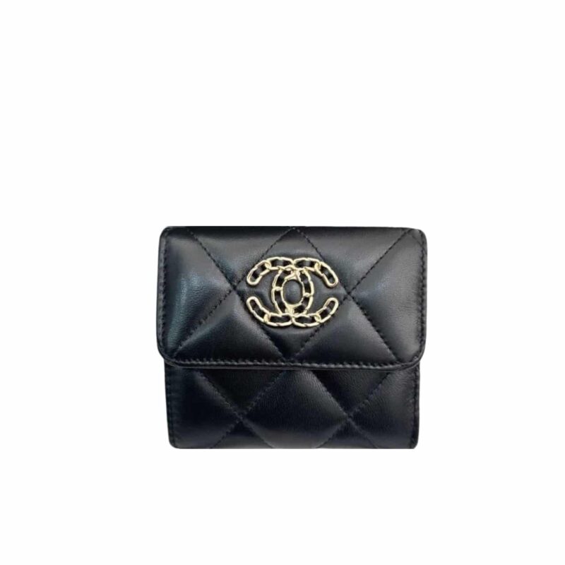 CHANEL 19 FLAP CARD HOLDER BLACK 11CM AP1790 B04852 94305