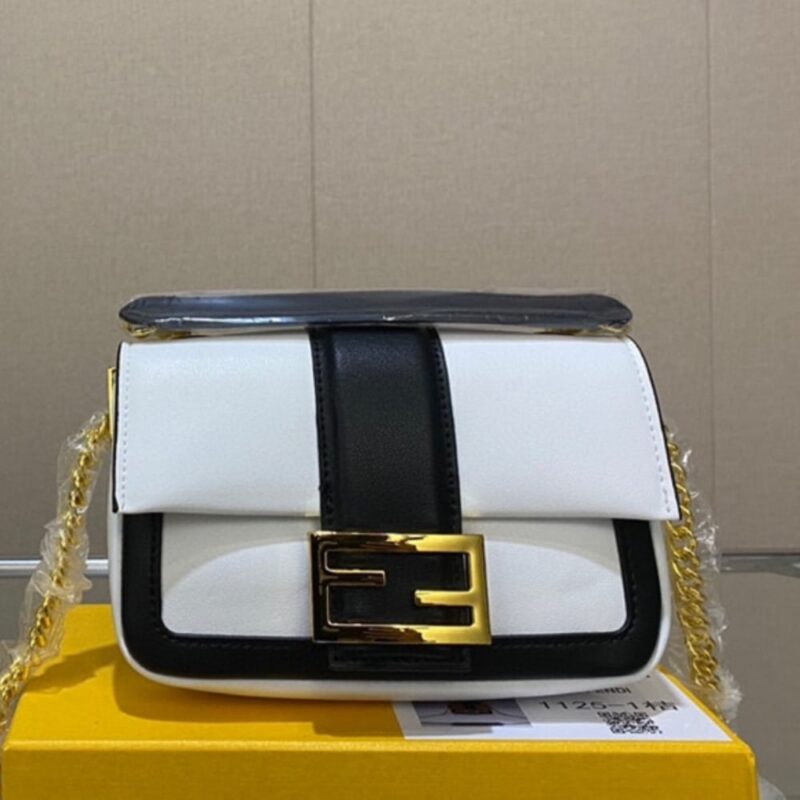 Alternative view of FENDI WOMEN MINI BAGUETTE CHAIN SHOULDER BAG WHITE 19CM