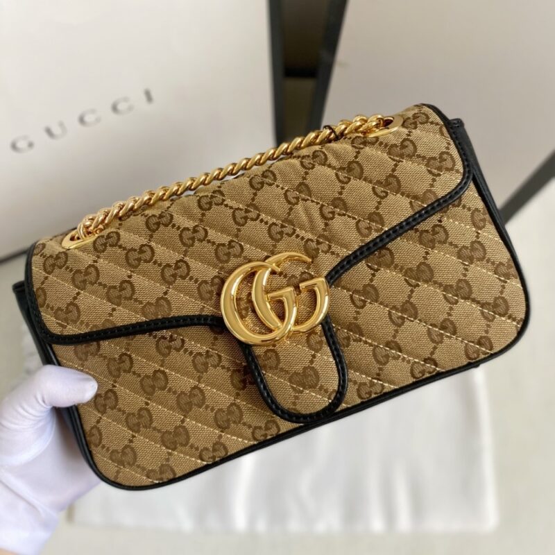 Alternative view of GUCCI GG MARMONT SHOULDER BAG BEIGE BLACK 26CM 443497 HVKEG 9772