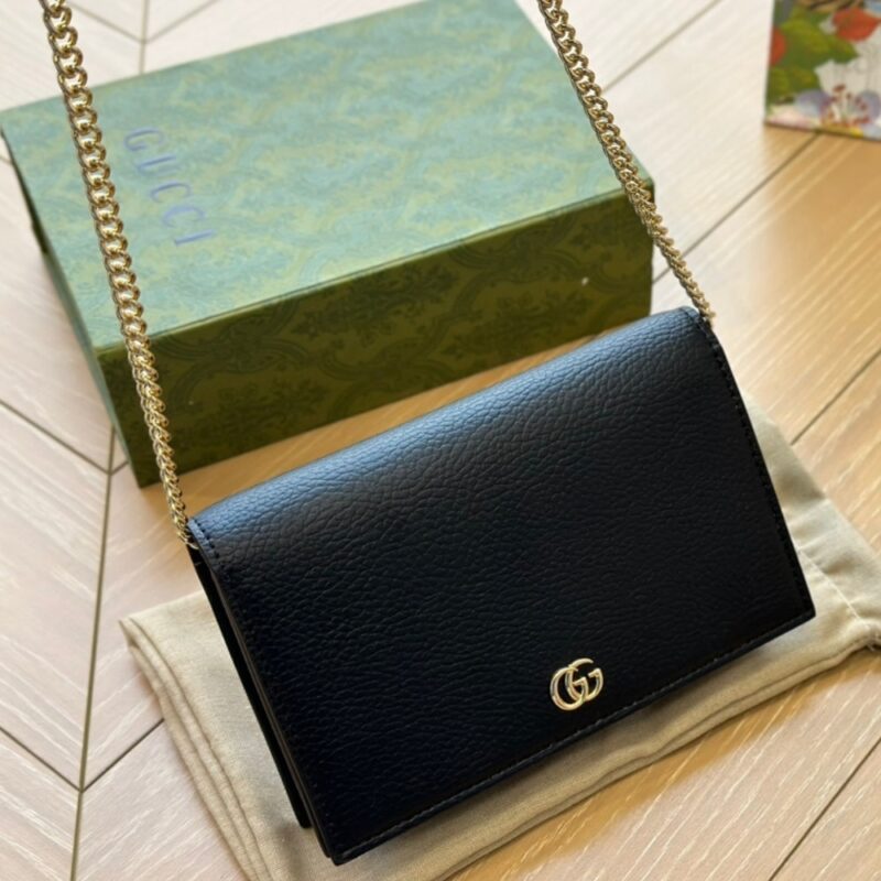 Alternative view of GUCCI GG MARMONT WALLET ON CHAIN BLACK LEATHER 20CM 497985 CAO0G 1000