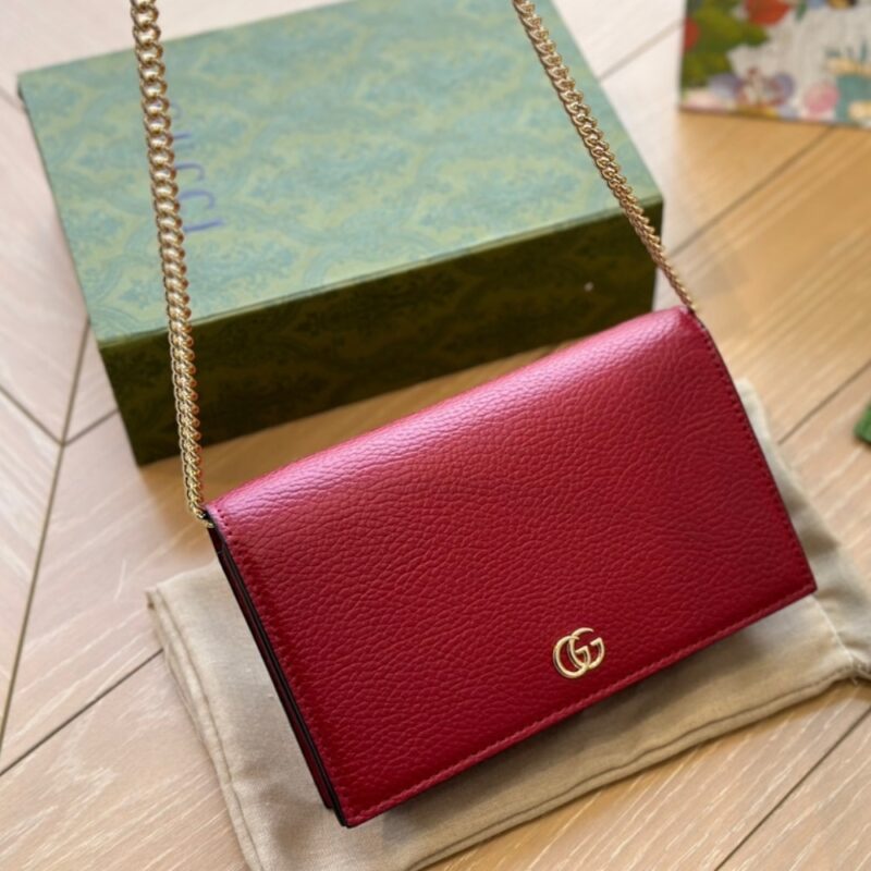 Alternative view of GUCCI GG MARMONT WALLET ON CHAIN RED LEATHER 20CM 497985 AAE5F 6259