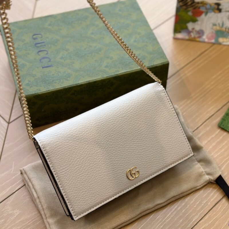 Alternative view of GUCCI GG MARMONT WALLET ON CHAIN WHITE LEATHER 20CM