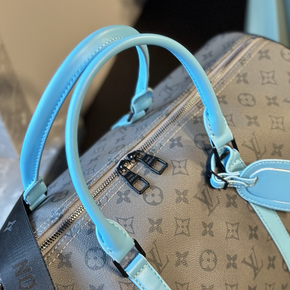LOUIS VUITTON KEEPALL BANDOULIÈRE 45 MONOGRAM ECLIPSE REVERSE COATED CANVAS TURQUOISE 45CM M11481 - Image 7