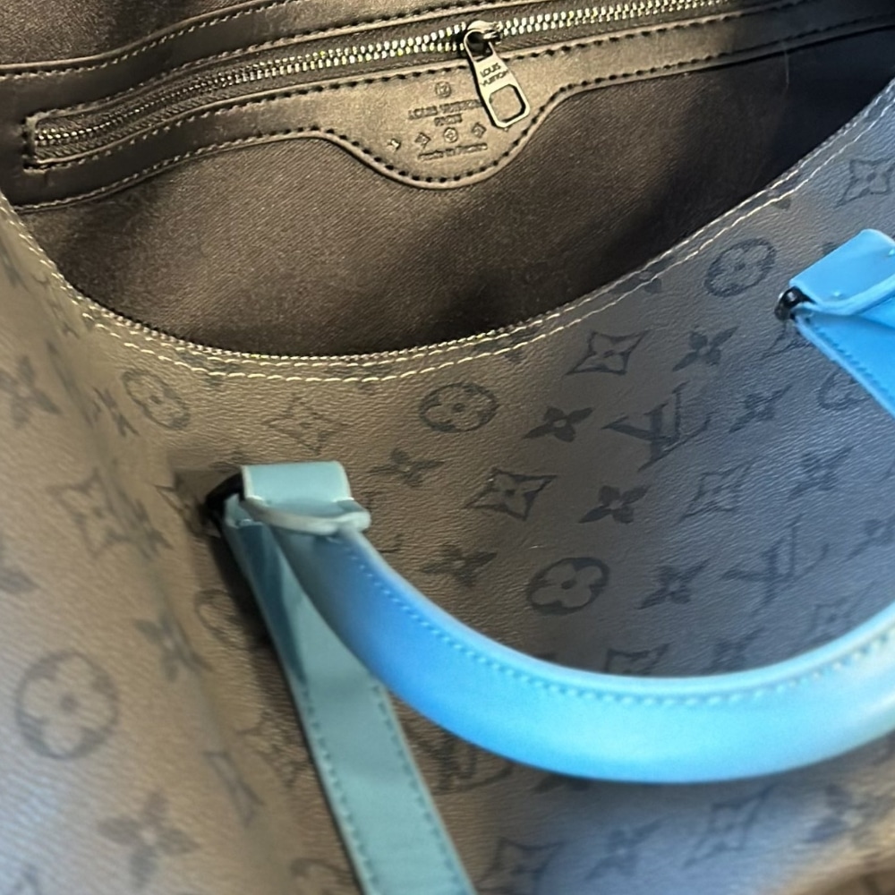 LOUIS VUITTON KEEPALL BANDOULIÈRE 45 MONOGRAM ECLIPSE REVERSE COATED CANVAS TURQUOISE 45CM M11481 - Image 8