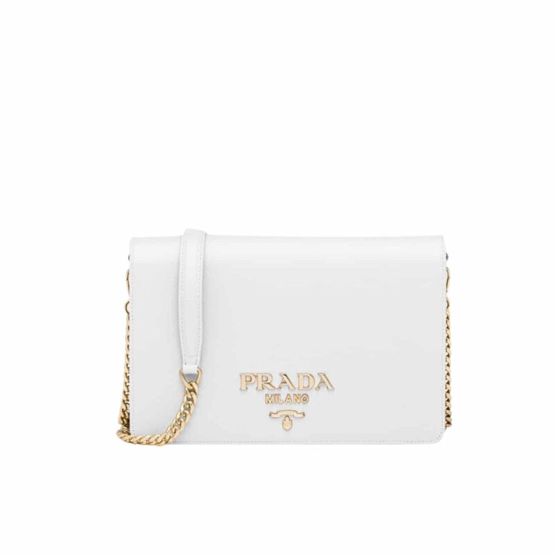 PRADA SAFFIANO LEATHER MINI BAG WHITE 22CM 1BP018 NZV F0009 V COO