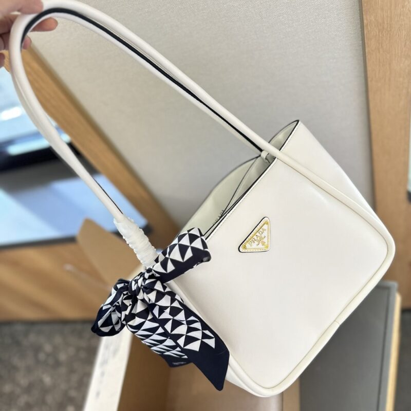 Alternative view of PRADA LEATHER MINI TOTE BAG WHITE 25CM 1BG539 2CYS F0PG7 V OVO