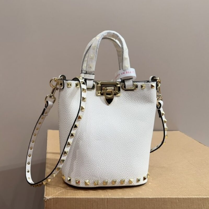 Alternative view of VALENTINO ROCKSTUD CROSSBODY POUCH IN GRAINY WHITE 16CM