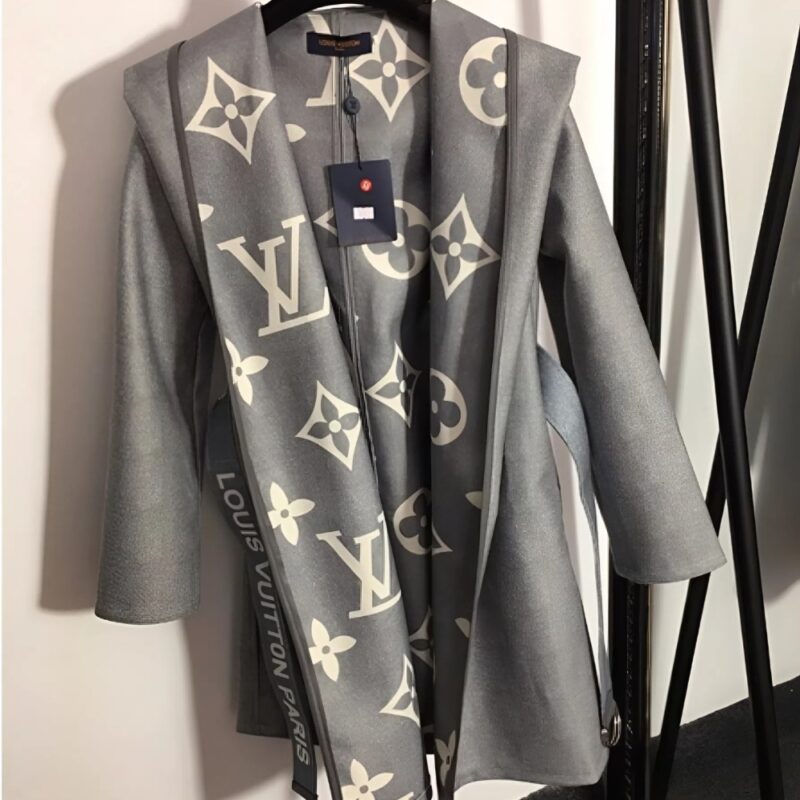 Alternative view of LOUIS VUITTON BELTED DOUBLE SIDED HOODED WRAP COAT GRAY 1A92VF
