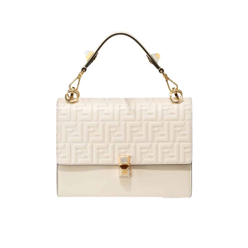 FENDI LOGO EMBOSSED KAN I WHITE 24CM
