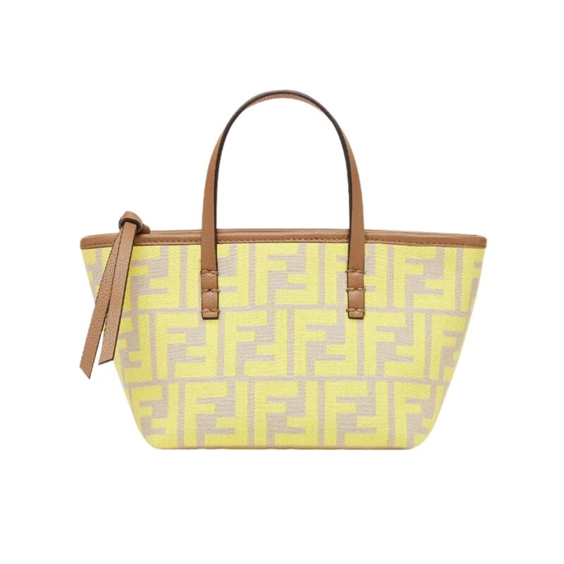 FENDI MINI ROLL FF JACQUARD MINI BAG YELLOW 18CM