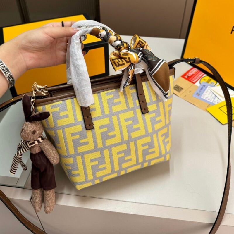 Alternative view of FENDI MINI ROLL FF JACQUARD MINI BAG YELLOW 18CM
