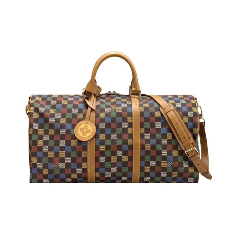 LOUIS VUITTON KEEPALL BANDOULIÈRE 50 LEATHER TRIM MUTICOLOR 50CM